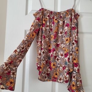 Off-the-shoulder floral blouse